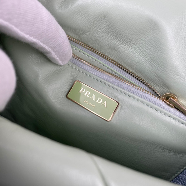 Pra*a system nappa leather patchwork bag