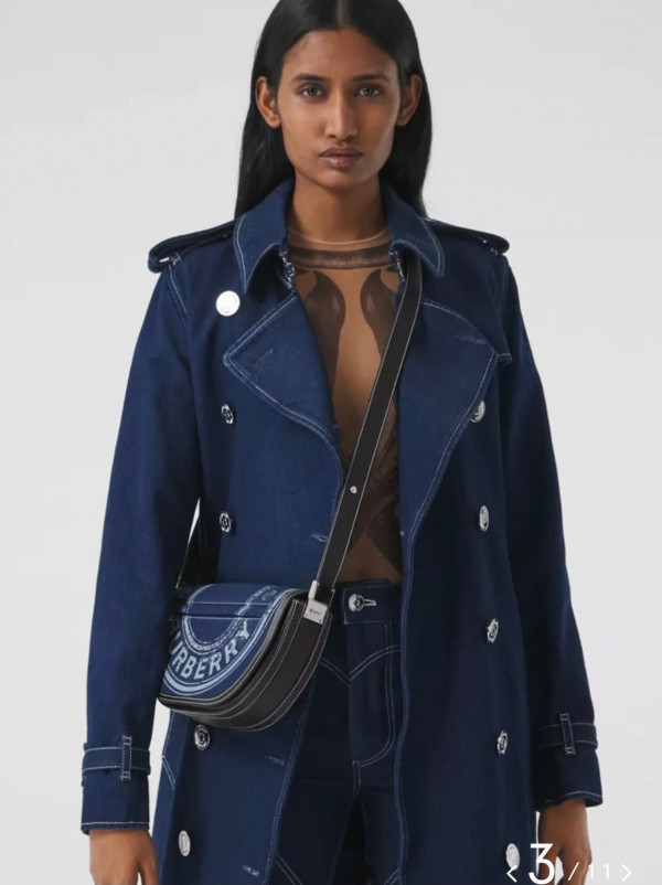 B**rry small logo graphic denim and leather olympia bag