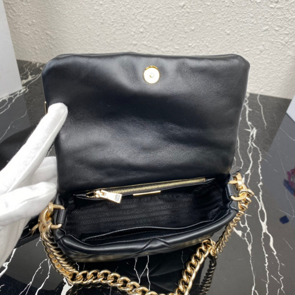 Pra*a system nappa leather patchwork bag