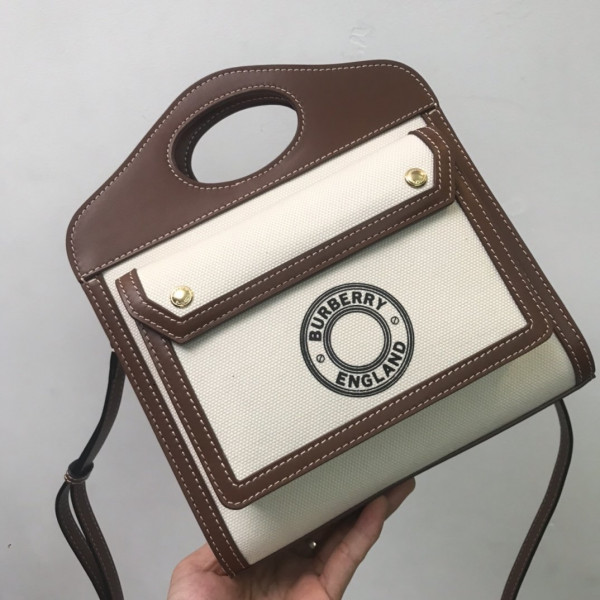 B**rry mini two-tone canvas and leather pocket bag