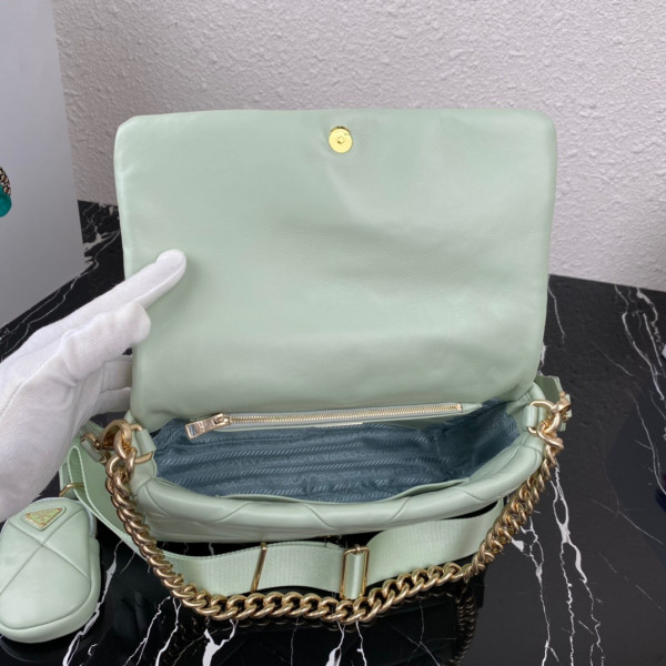 Pra*a system nappa leather patchwork bag