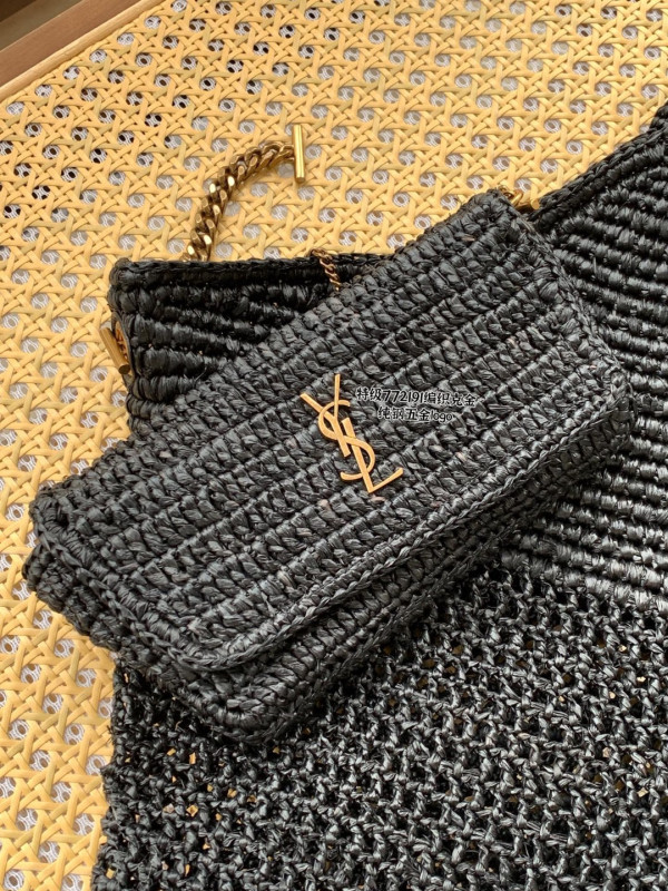 Y*L icare in raffia tote black - 37–55 x 43 x 5 cm