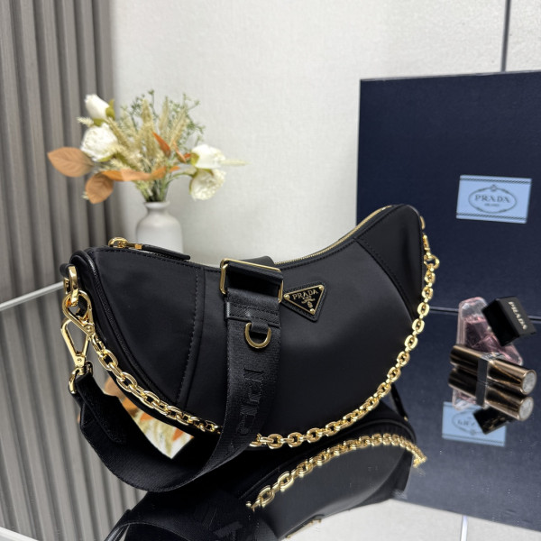 Pra*a demi-lune re-nylon shoulder bag