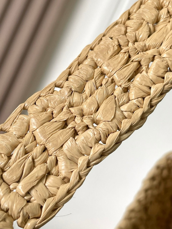 CELIN* CABAS TRIANGLE IN RAFFIA AND CALFSKIN